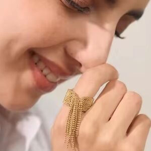 Gold Chain Tassel Ring Adjustable Gold Plated | NWOT